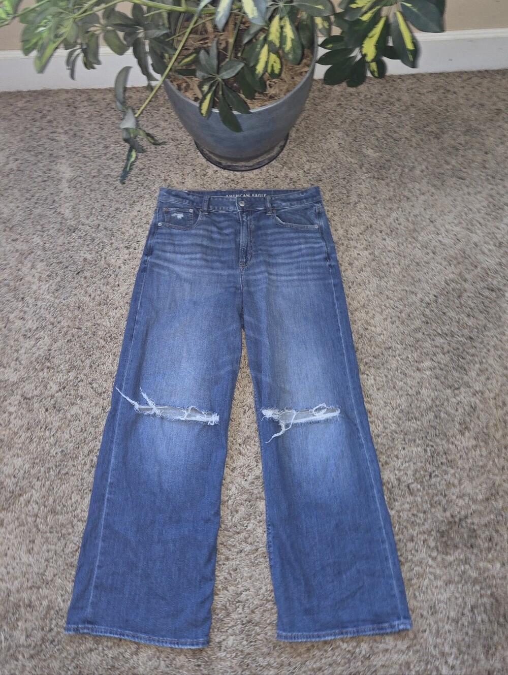 American Eagle Outfitters Dreamy Drape Super High Rise Baggy Wide Leg Jeans 12